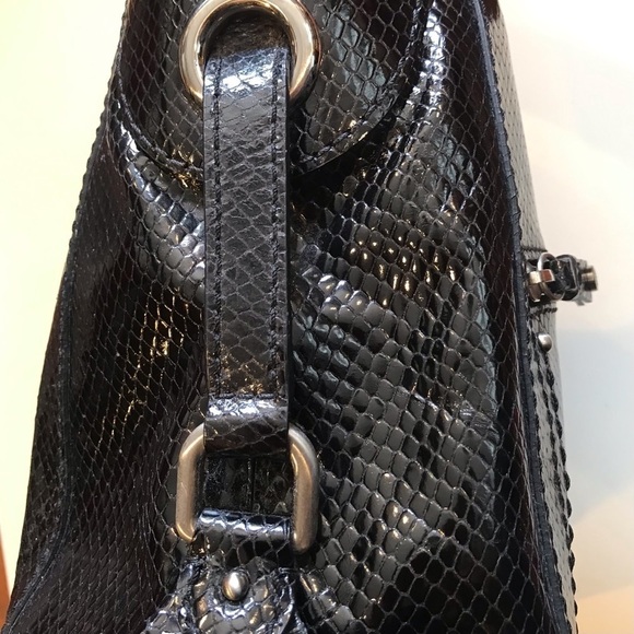 Cole Haan Black Embossed Snakeskin Shoulder Bag - Picture 10 of 16